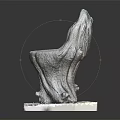 Natural Tree Stump Shaped Leisure Chair With Rustic Wood Texture And Stone Slab Base