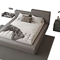 Double Bed Bedding Carpet Bedside Table 3d model