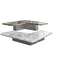Modern Coffee Table With Irregular Marble Top And Metal Base Design 3d model