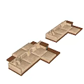 Beige Sectional Sofa With Modern Design Wooden Frame And Plush Cushions