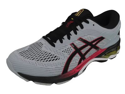 ASICS Running Shoes Gray Black Red Yellow Accents Mesh Upper And Cushioned Sole 3d model
