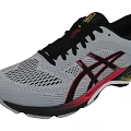 ASICS Running Shoes Gray Black Red Yellow Accents Mesh Upper And Cushioned Sole