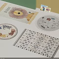 Colorful Round Rug With Lion Animal Pattern For Kids Room Decoration