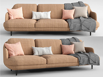 Modern three-seat sofa multiplayer sofa 3d model