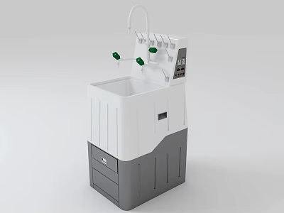 School Laboratory Hand Washing Station With Multiple Faucets And Storage Drawers 3d model