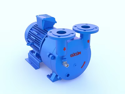 Blue GUDUN Industrial Pump With Dual Inlets Motor Component And Base Structure 3d model
