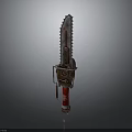 Industrial Heavy Duty Chainsaw With Sharp Metal Blade And Red Handle Design