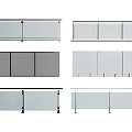 Various Modern Fence Styles with Glass Mesh and Transparent Panel Designs 3d model