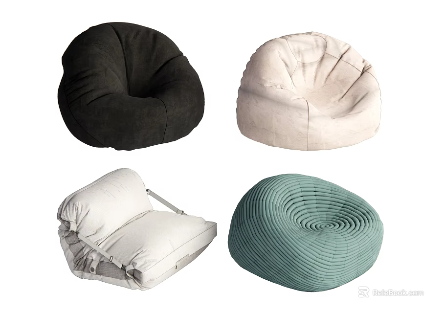Bean Bag Chairs with Different Colors and Stylish Designs for Home Use 3d model 
