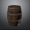 Vintage Wooden Barrel With Rustic Metal Hoops And Brown Wood Finish