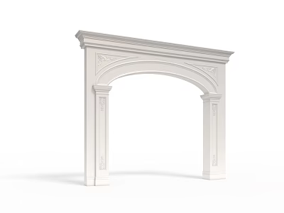 White Classical Door Arch With Intricate Carved Details And Decorative Columns 3d model