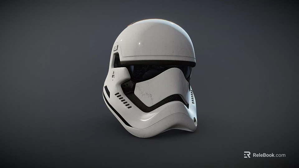 White Stormtrooper Helmet With Black Accents Detailed Front View Cosplay Prop 3d model 