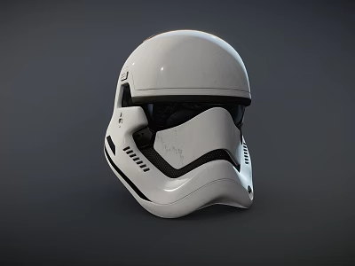White Stormtrooper Helmet With Black Accents Detailed Front View Cosplay Prop 3d model