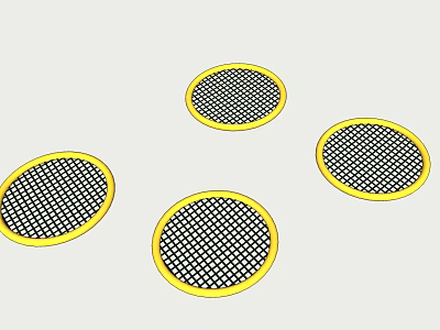 Outdoor Playground Equipment Circular Mats With Yellow Border And Grid Design 3d model