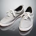 Gray Canvas Casual Shoes With White Laces And White Sole