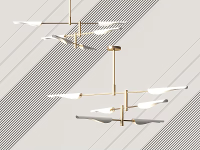 Contemporary Modern Chandelier With Brass Frame And White Lamps For Interior Spaces Design 3d model
