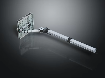 Sturdy Adjustable Mechanical Arm With Rotating Joints And Metal Mounting Plate 3d model