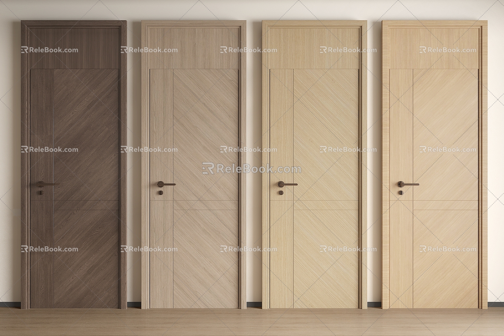 Modern swing door room door wooden door 3d model