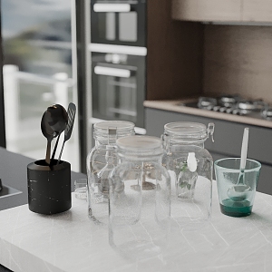 Modern Kitchen Ornaments Kitchenware Glass Jar 3d model