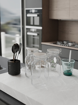 Modern Kitchen Ornaments Kitchenware Glass Jar 3d model