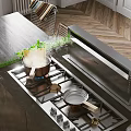 Modern Kitchen Interior With Black Marble Island White Cabinets Brass Pendant Lights And Wooden Flooring