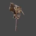 Ancient Dinosaur Skull Fossil With Large Horns And Sharp Teeth Structure