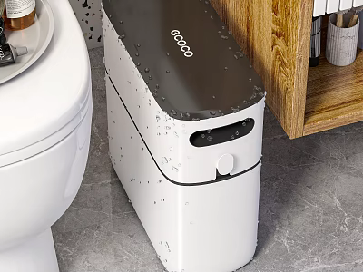 Public Facility Modern Trash Bin With White Body And Black Lid For Public Areas 3d model