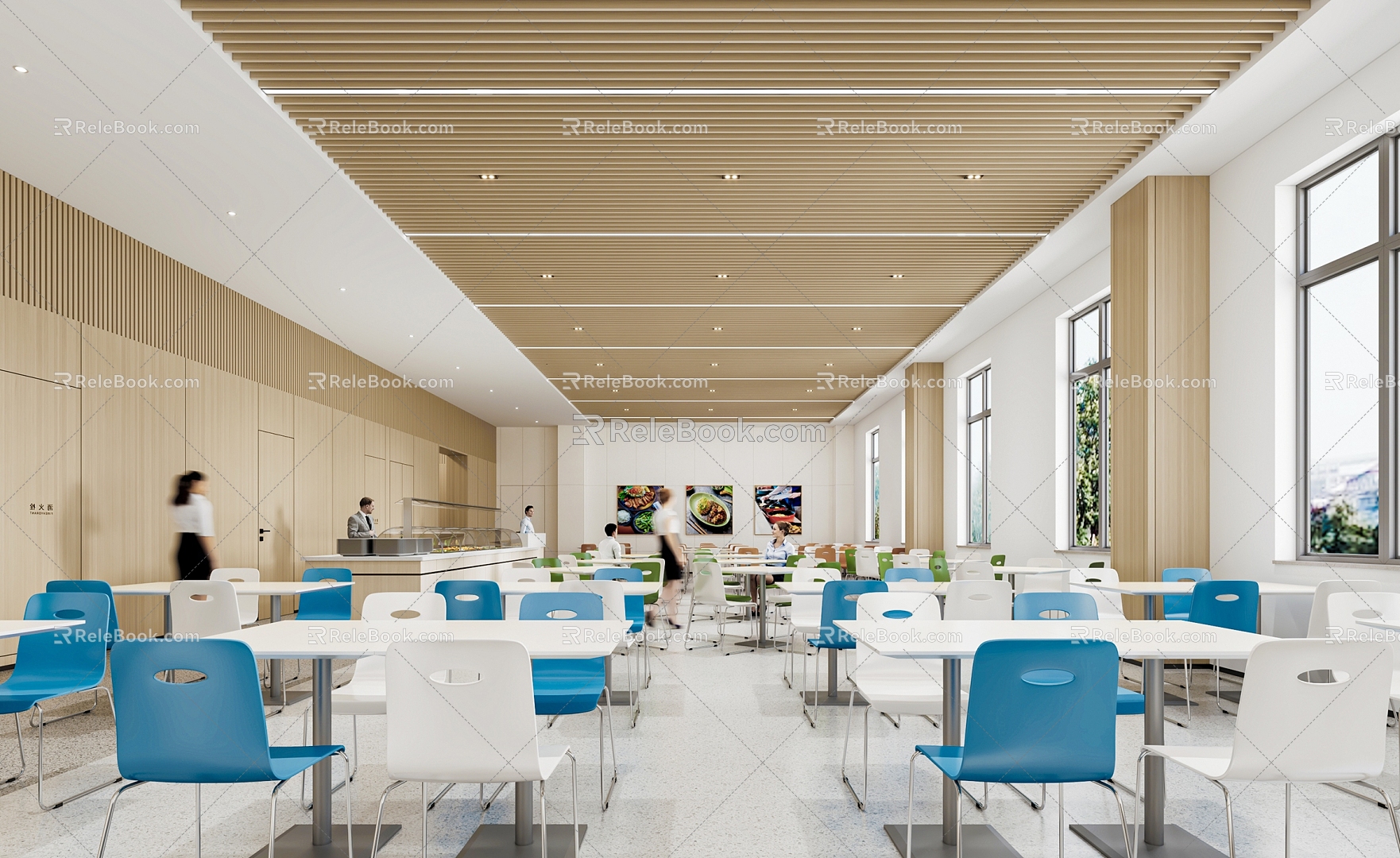 Modern Staff Restaurant Canteen 3d model