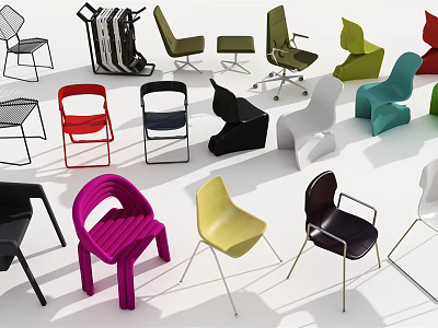 Colorful Leisure Chairs With Various Modern Designs And Stylish Shapes 3d model