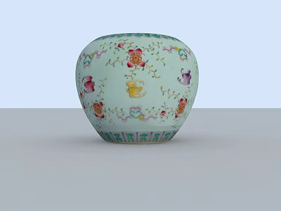 Elegant Traditional Ceramic Vessel With Colorful Floral Patterns And Decorative Designs 3d model