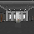 Cultural Center Interior With Central Glass Enclosed Exhibit Wall Artworks Modern Display Cases And Lighting