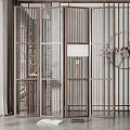 New Chinese-style screen solid wood screen partition 3d model