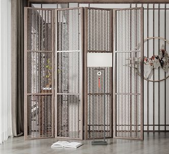 New Chinese-style screen solid wood screen partition 3d model