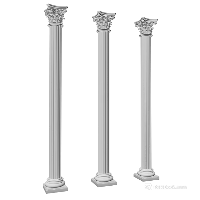 Classical Roman Columns With Different Architectural Styles And Ornate Capital Designs 3d model