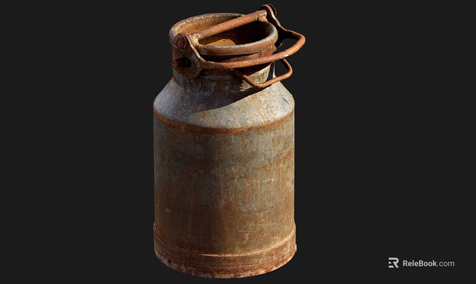 Rusted Metal Industrial Equipment Milk Can With Handle And Vintage Design 3d model 
