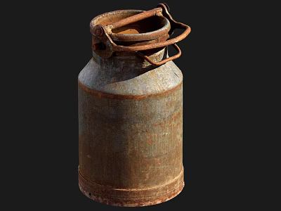 Rusted Metal Industrial Equipment Milk Can With Handle And Vintage Design 3d model