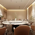 Elegant Private Dining Room Interior With Sofa Dining Table Chairs Decorative Paintings And Window 3d model