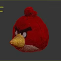 Red Angry Bird Plush Toy With Yellow Beak And Black Eyebrows