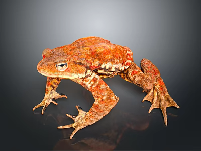 Orange Spotted Toad Standing On Dark Background With Detailed Skin Texture 3d model