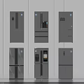 Modern Kitchen Refrigerators In Various Styles With Sleek Design And Different Configurations 3d model