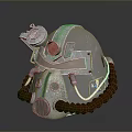 Metallic Tactical Weapon Helmet With Top Device Transparent Visor Communication Device And Brown Hose