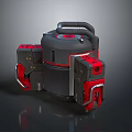 Mechanical Device With Black Red Color Scheme Circular Main Body Top Handle And Side Components 3d model