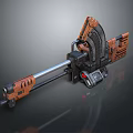Advanced Futuristic Weapon With Mechanical Structure Long Barrel And Orange Black Components