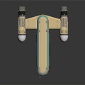 Futuristic Beige Military Vehicle With Twin Large Engines And Blue Stripes