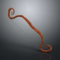 Handcrafted Wooden Bow With Spiral Decorative Ends And Curved Shape Design