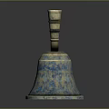 Bell Shaped Decorative Furniture Accent With Blue Gold Patterns And Shiny Base