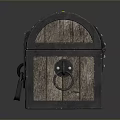 Classic Wooden Chest Furniture with Decorative Metal Straps Lock and Handles