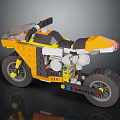 Lego Yellow And White Motorcycle Toy Model With Big Wheels Detailed Build Design