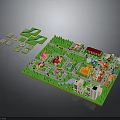 Miniature Terrain Model with Urban Layout Green Areas Buildings and Roads