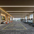 Modern Gym Interior With Treadmills And City View For Fitness
